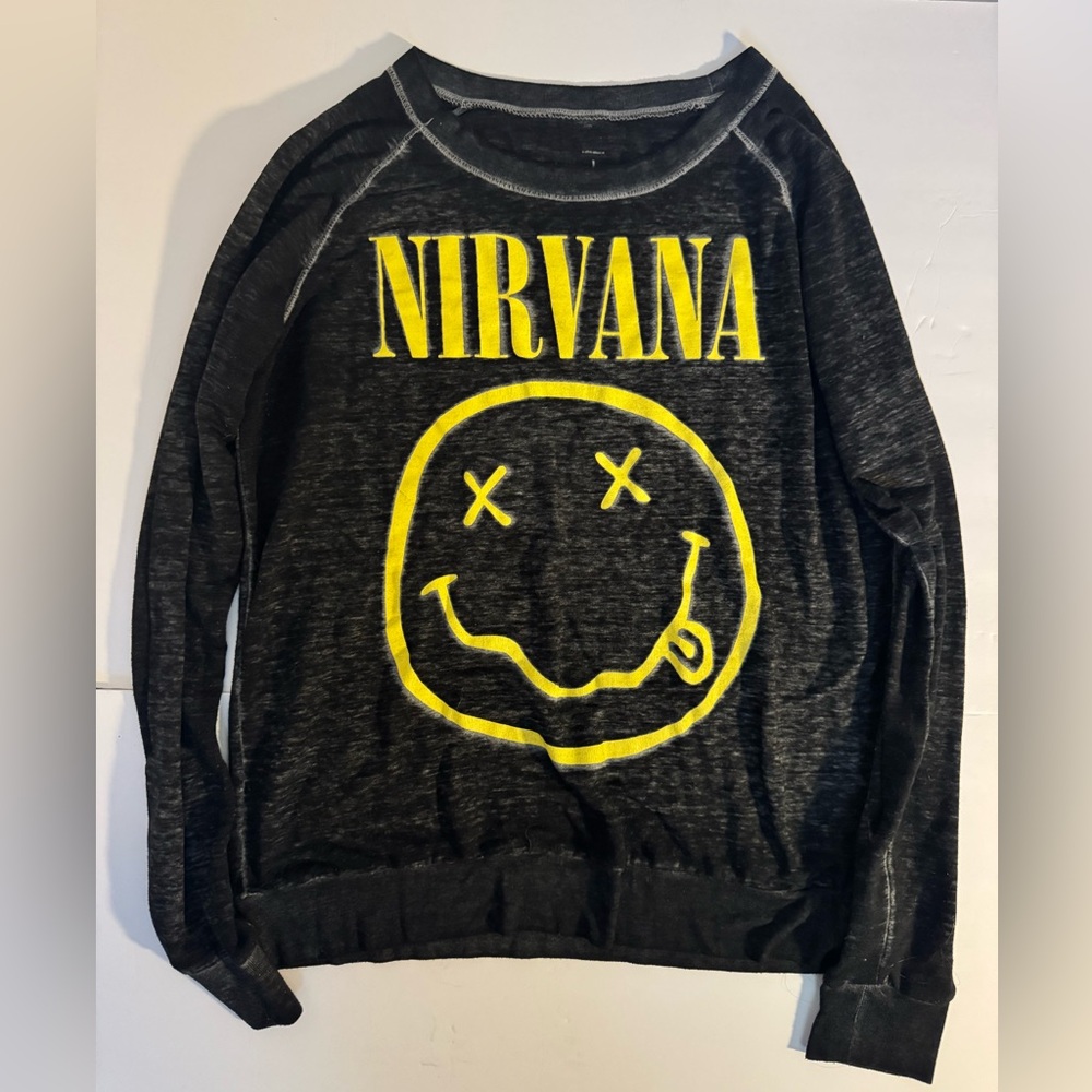Nirvana Burnout Long Sleeve Shirt Size L / Black Yellow